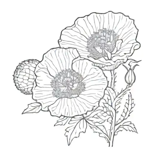 Poppy flower with a dodgers baseball in disney style  tattoo design idea