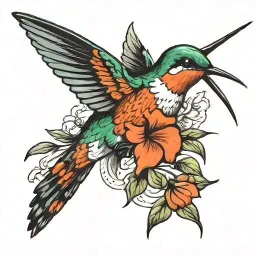 humming-bird tattoo design idea