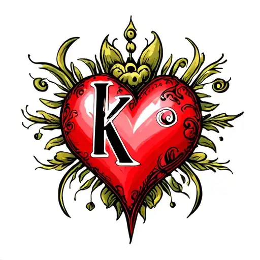 "K" heart tattoo design idea