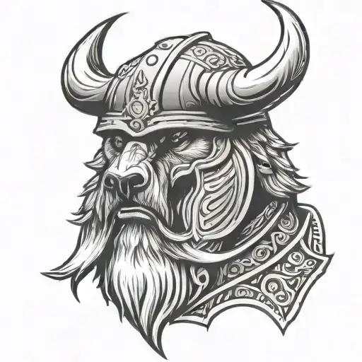 viking warrior bear head tattoo design idea