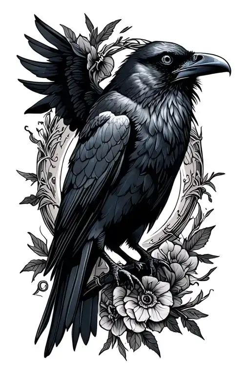 raven picture frame tattoo design idea
