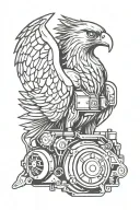harley engine eagle wings sitting tattoo design idea