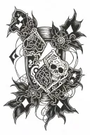 Frayed Edges and Twisting Bandages with Glowing Card Suits tattoo design idea