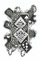 Frayed Edges and Twisting Bandages with Glowing Card Suits tattoo design idea