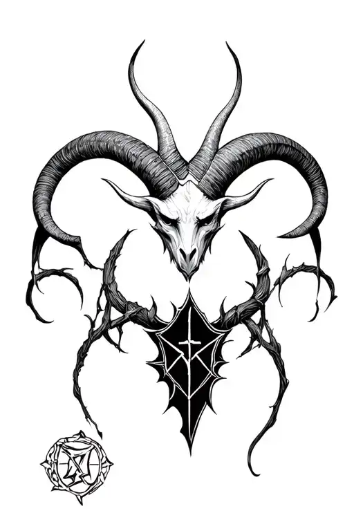 demons runes baphomet head mythical beasts tattoo design idea