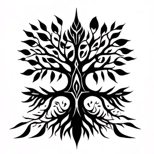 Colombia and Salvador culture mix tree of life tattoo design idea