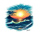 sunrise over ocean tattoo design idea