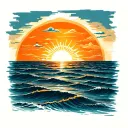 sunrise over ocean tattoo design idea
