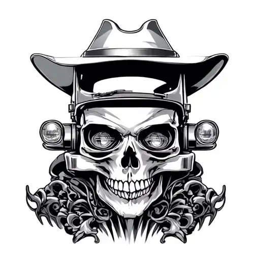American truck driver skull tattoo design idea