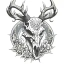 deer skull stylized for men tattoo design idea
