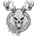 deer skull stylized for men tattoo design idea