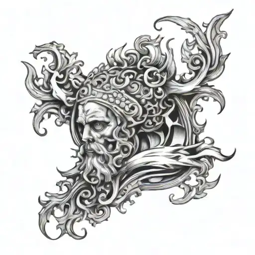 Neptune half sleeve tattoo design idea