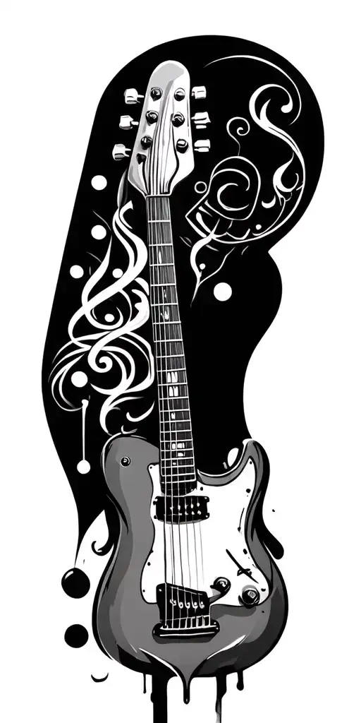 music and guitar tattoo design idea