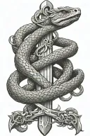 sword and snake tattoo design idea