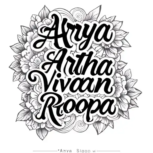 "Arya Artha Vivaan Roopa " I have four names and out of that I want to make  toot tattoo design idea