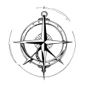 anchor compass surrounded tattoo design idea
