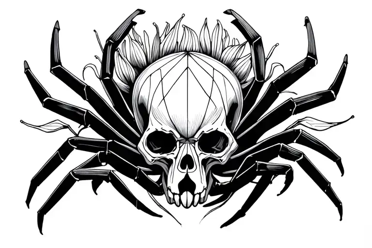 dog skull spider Lilly flower forearm tattoo tattoo design idea