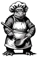 Chef Turtle with ladle, apron, and chef hat tattoo design idea