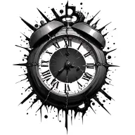 broken clock surrounded tattoo design idea