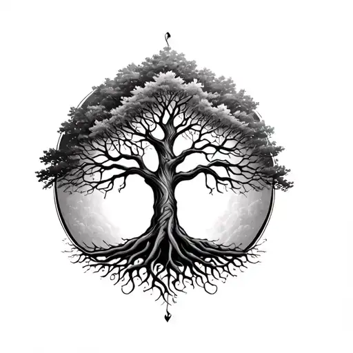 Imagine a tree of life in the center, whose roots represent the solidity of your love for your companion. On BR tattoo design idea