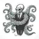 Octopus wearing black suit tattoo design idea