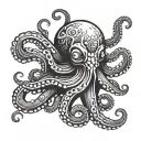 Octopus wearing black suit tattoo design idea