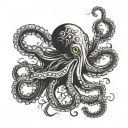 Octopus wearing black suit tattoo design idea