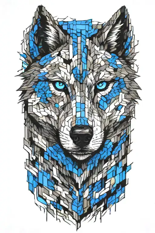 wolf blue eyes minecraft tattoo design idea