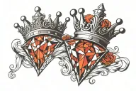 king & Queen's diamond Crown tattoo design idea