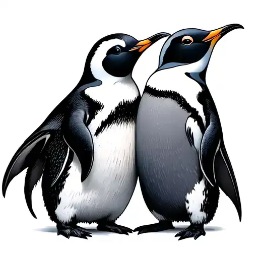 Interlocking Penguins**: Two penguins whose flippers or beaks form a heart shape when the couple stands side by side. tattoo design idea