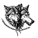 three wolves breaking chain realistic tattoo design idea