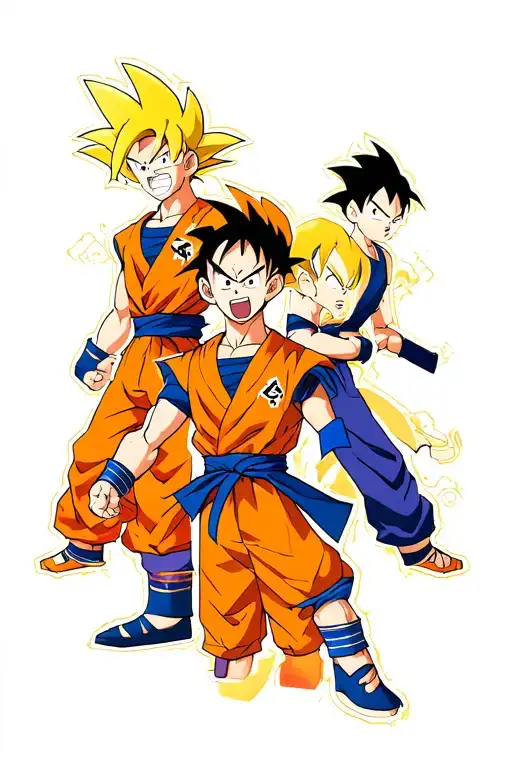 Goku, Vegeta, Luffy, Zoro, Ash Ketchum, Yu Gi Oh tattoo design idea