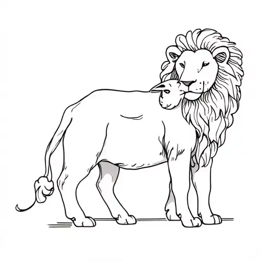 lion and lamb tattoo design idea