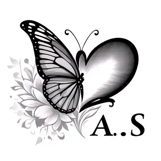 Create some tattoo designs with a heart or half a butterfly and the initials A.S.  tattoo design idea