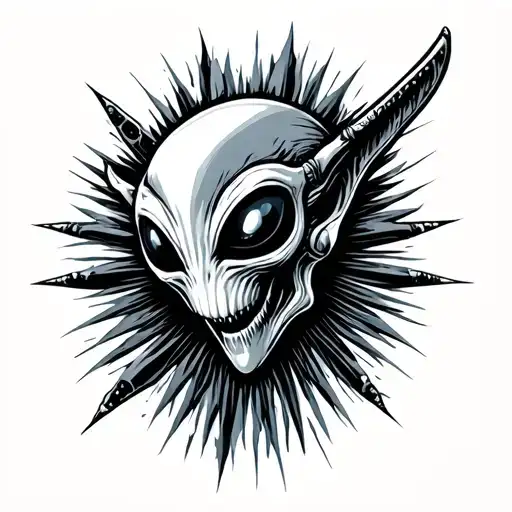 thugged out psychedelic alien tattoo design idea