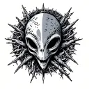 thugged out psychedelic alien tattoo design idea