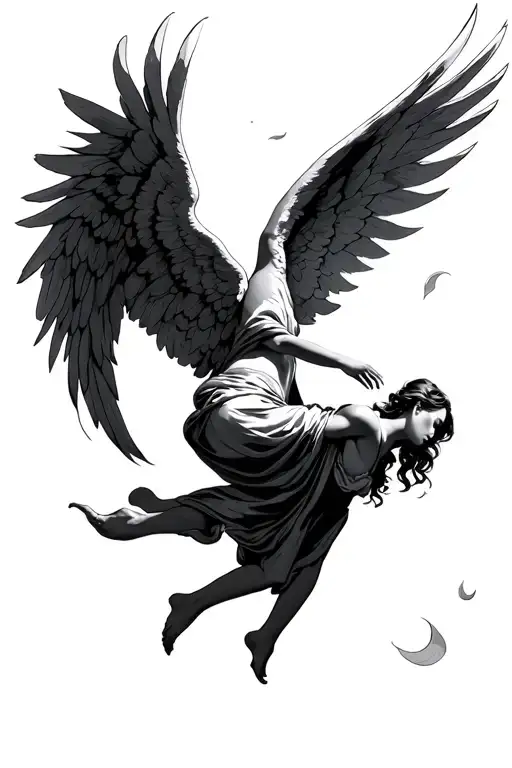 Angel falling tattoo design idea