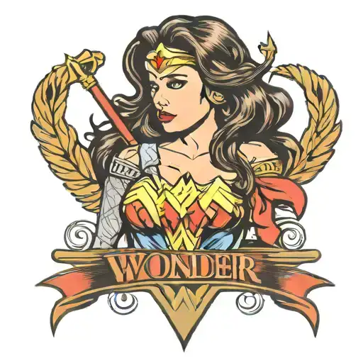 wonder woman logo with lazo with names andrea and angelica tattoo design idea