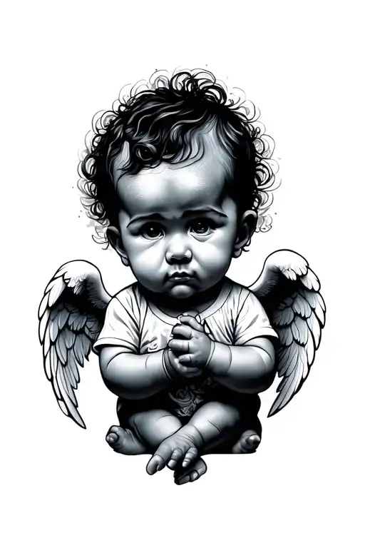 tattoo on the left hand of a gangster baby little angel tattoo design idea