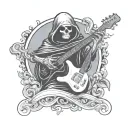 Grim Reaper playing E guitar tattoo design idea