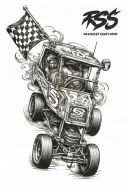 R.S.S an a micro sprint car speeding tattoo design idea