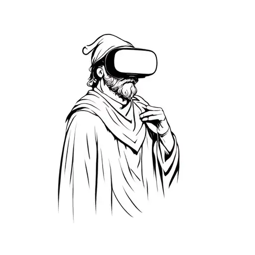 Modern wizard with a VR headset tattoo design idea