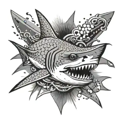 sand tiker shark using dot work tattoo tattoo design idea