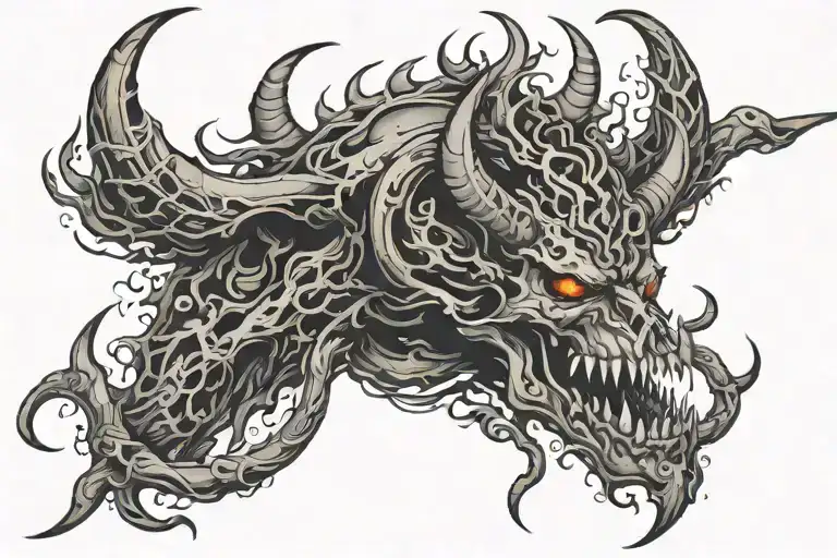 Depression WRATH ALL black demon tattoo design idea