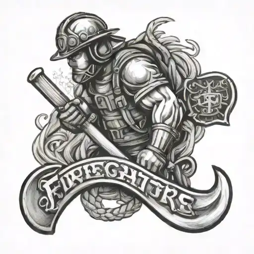 firefighter, axe,sledgehamme and rope, libra sign tattoo design idea