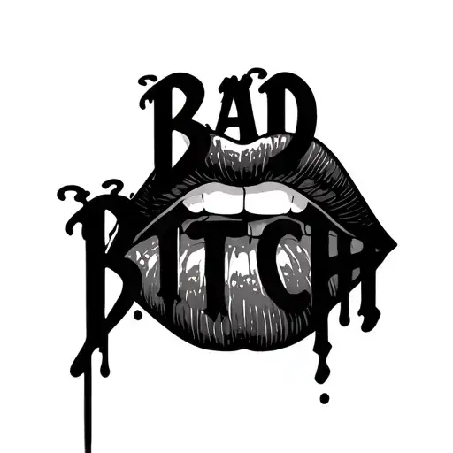 "BAD BITCH" Lip tattoo design idea