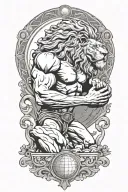 Atlas Holding The World With Lion Greek God tattoo design idea