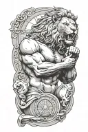 Atlas Holding The World With Lion Greek God tattoo design idea