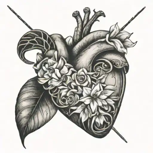 blooming heart infinity symbol with triangle outline intertwined tattoo design idea