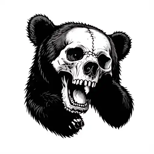 Bear eating a skull tattoo design idea